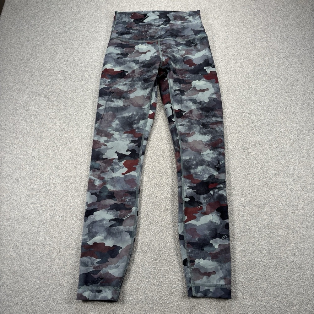 Lululemon Size 4 Wunder Train High Rise Tight 24" Heritage Camo Mineral Blue